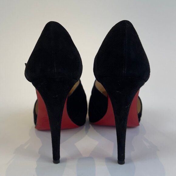 Louboutin Black Suede Drapiday 120 D'Orsay Pumps, Size 40 EU - Picture 4 of 16